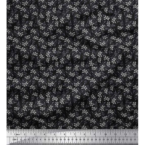 Soimoi Cotton Voile Fabric Floral Block Fabric Prints by Yard 42 Inch Wide