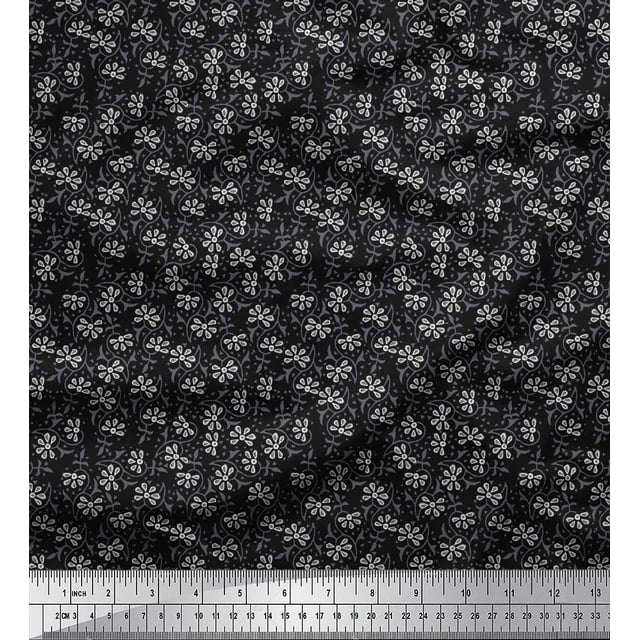 Soimoi Poly Georgette Fabric Floral Block Decor Fabric Printed Yard 52 Inch Wide