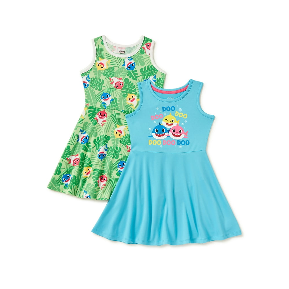 Baby Shark Baby Shark Baby & Toddler Girls' Tank Dresses, 2 Pack, 12M