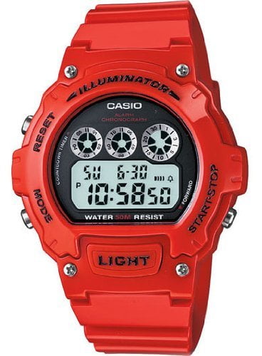 casio red digital watch