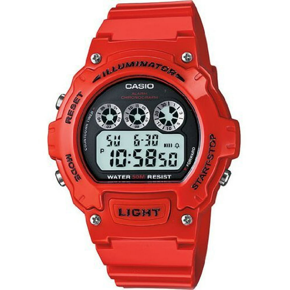 casio red digital watch