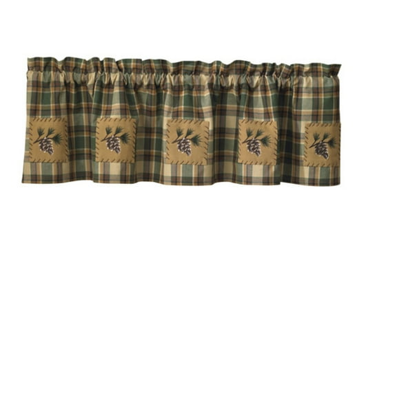 Park Designs Scotch Pine Lined Patch Valance - Green