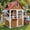 Red, variant on ANPOO Outdoor Wooden Kids Playhouse, Large Play House with Bench/Table/Kitchen/Flower Pot Holders/Toys, Outdoor Play Toy Gift for Ages 3