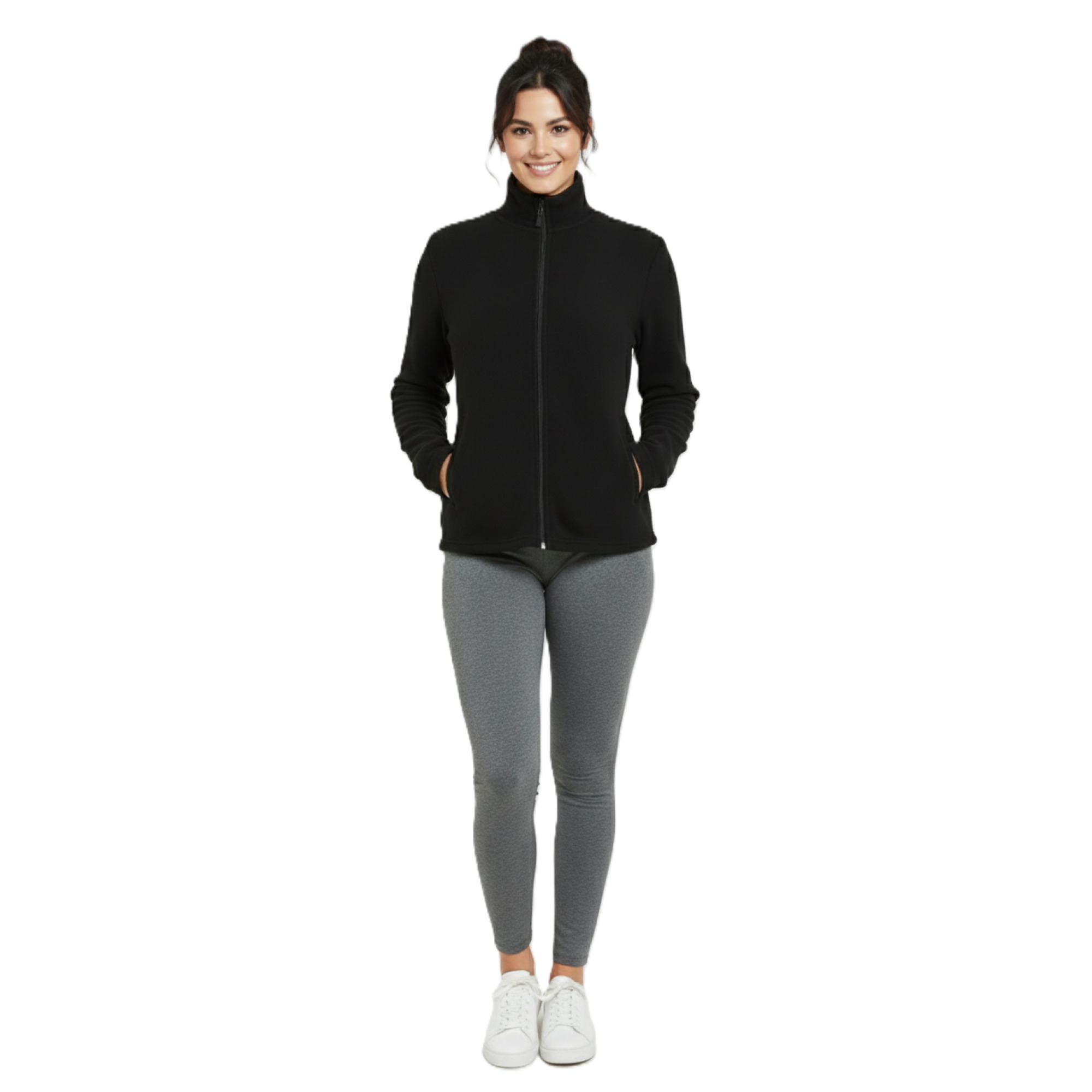 COUVER Women's Full-Zip Polar Fleece Jacket, Black photo 4