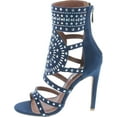 thumbnail image 2 of CAPE ROBBIN Blaire-5 Womens Open Toe Strappy Cuff Stiletto High Heel Rhinestone Sandals, 2 of 7