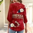 thumbnail image 6 of Evdexr Womens Independence Day Shirts Patriotic V Neck Tops 1776 2026 Graphic 3/4 Sleeve Usa Flag T Shirts 4th Of July Loose Fit Casual Shirt Wine S, 6 of 6