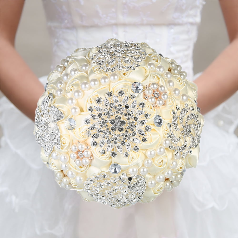 Bling Rhinestones Wedding Handmade Bouquet Bridal Bridesmaid Decor Brooch 18cm 