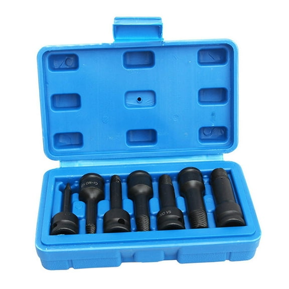 figatia 7 Pieces Screw Extractor Set Bolt Extractor Set Steel Easy Removal Automobile Repair with Storage Case Damaged Bolt Extractor