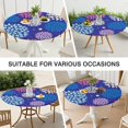thumbnail image 7 of Boho Floral Elasticized Tablecloth for Round Tables, Fitted Design 52-56 Inch Diameter, Vibrant Table Cover for Dining, 7 of 7