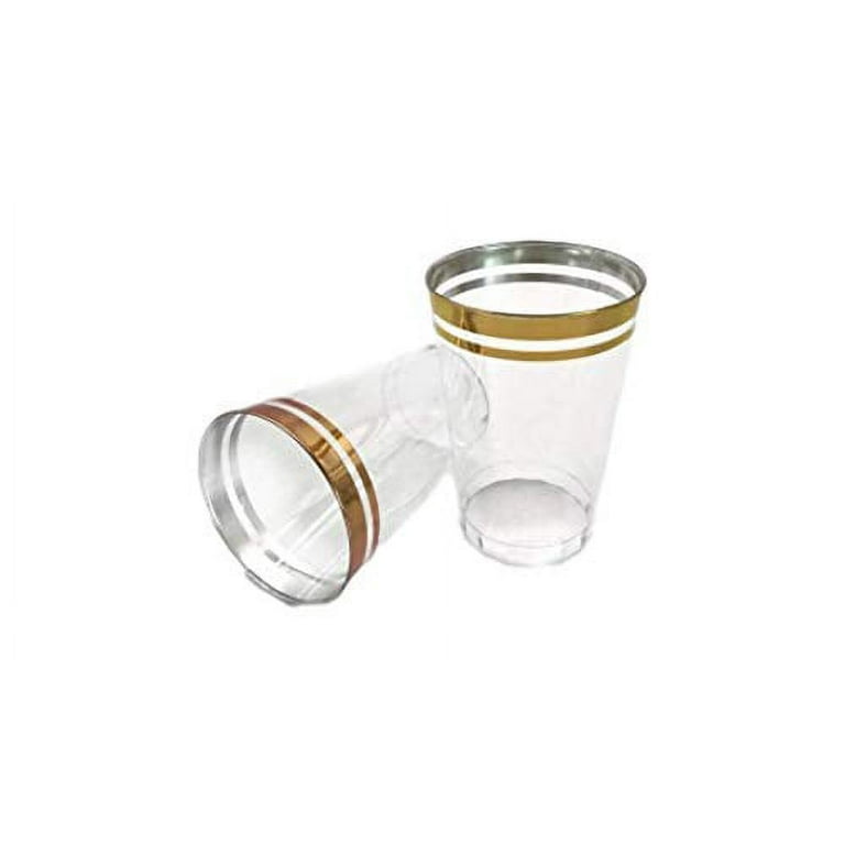 100 Gold Plastic Cups 12 Oz Clear Plastic Cups Tumblers Gold Rimmed Cups  Fancy Disposable Wedding Cups Elegant Party Cups with Gold Rim 