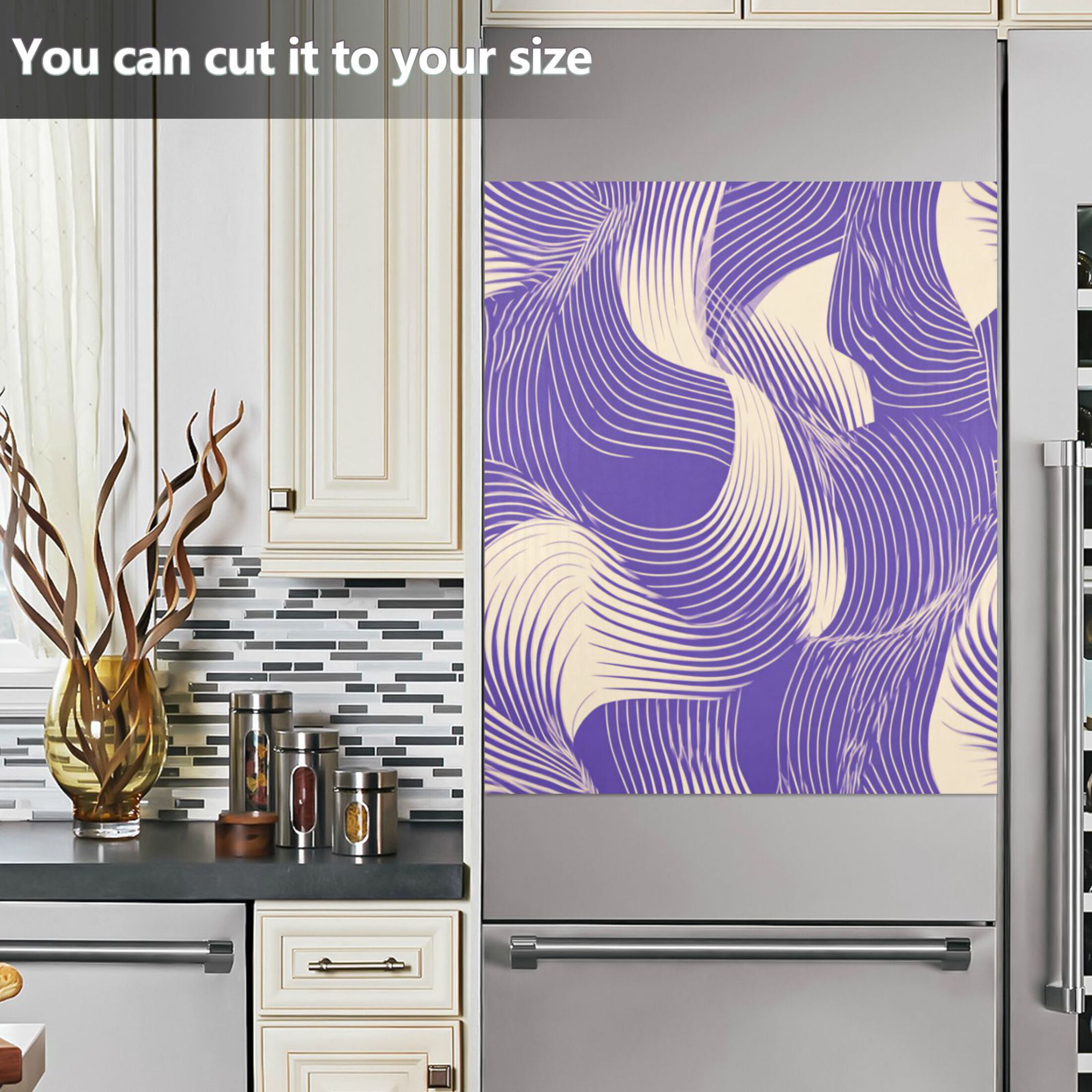 Dishwasher Magnetic Refrigerator Magnet Cover Sticker Home Decorative 23"x26" Purple Chaotic Lines