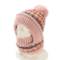 thumbnail image 6 of Cadancy Women Winter Hats 3 In 1 Beanie Hat with Scarf and Mask Chunky Knitted Color Block Snow Caps Pompom Cute Warm Stocking Cap Windproof Cozy Cold Weather Balaclava, 6 of 8