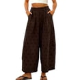 thumbnail image 2 of Womens Pants Summer Boho Polka Dot Print Trousers Fashion Loose Casual Long Womens Pants Brown XXL, 2 of 4