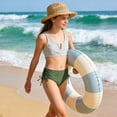 thumbnail image 4 of Big Girls Two Piece Bathing Suit V Neck Crop Top High Waist Bottom with Side Tie Swim Set for Pool 7-16Y, 4 of 5