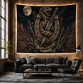 thumbnail image 6 of Rattlesnake Around Horseshoe and Dagger under Full Moon, Eerie Gothic for Western Fans, Midnight Desert Art, Halloween Gift, Tapestry Wall Hanging for Bedroom and Man Cave, 6 of 7