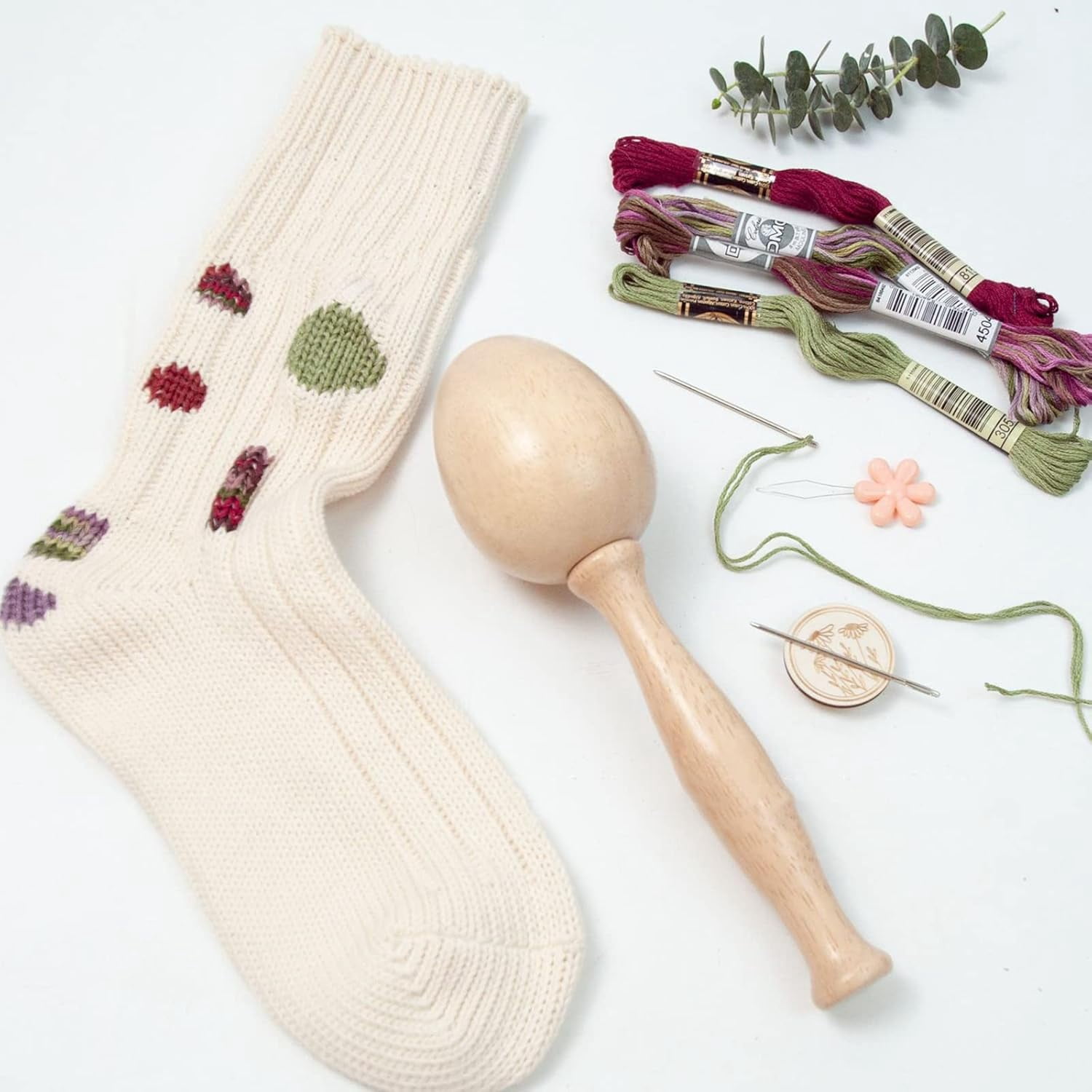 Wood Darning Egg, Socks Repair Needle Thread, Sewing Tool, Adult Handicraft, Home Mending Kit, Gloves Needle, Wood Egg