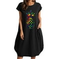 thumbnail image 2 of Womens Dresses under $20 Women'S Dress Fashion Women Casual Round Neck Print Plus Size Pocket Dress Black Xxl A20893, 2 of 4