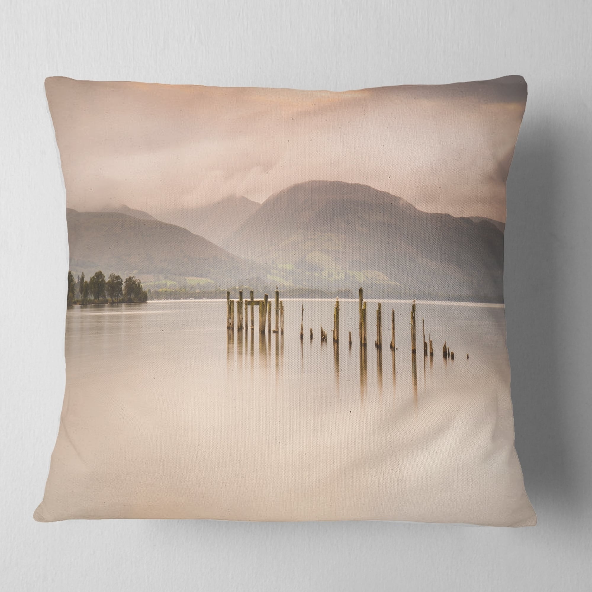 Design Art Designart Loch Lomond Jetty And Mountains Landscape Printed Throw Pillow Walmart Com Walmart Com