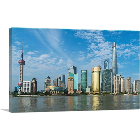 ARTCANVAS Shanghai China Skyline Canvas Art Print - Size: 18" x 12" (1.50" Deep)