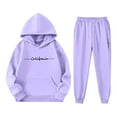 thumbnail image 3 of WOYY Little Girls Outfits California Print Fleece Hoodie Joggers Sweatsuit, Sizes 5-6, 3 of 3