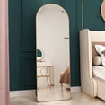 thumbnail image 1 of Metal Framed Arched Full-length Mirror. High Definition Explosion-proof Glass, Adjustable Angle Stable Bracket, Dual-use For Floor And Wall Mounting. Suitable For Bedroom Foyer.23.2*64.9''.,Gold, 1 of 22