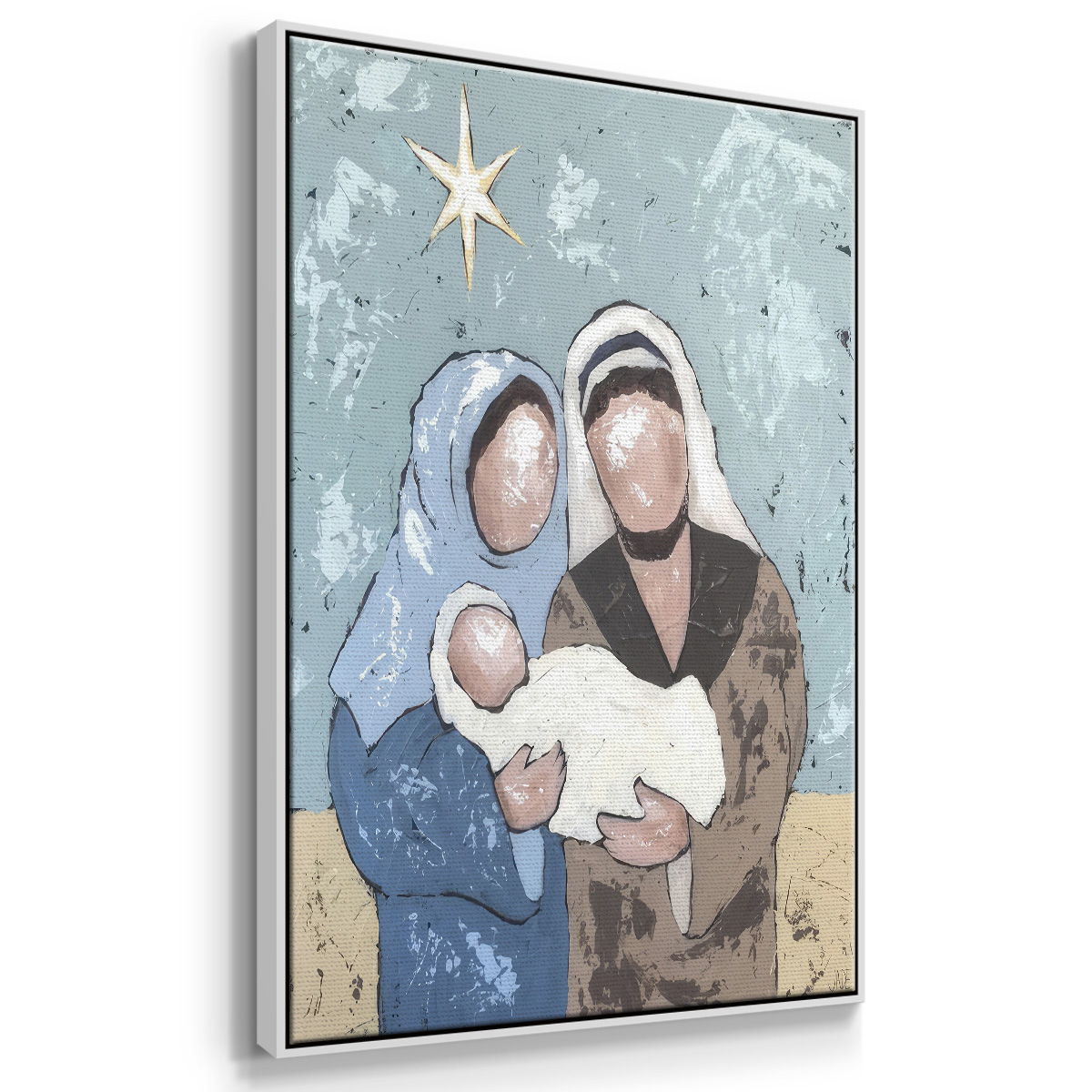 A Silent Night I - Framed Gallery Wrapped Holiday Canvas - 27 x 41 - White Frame