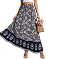 thumbnail image 3 of Skirts for Women Floral Print Maxi Skirts Summer Flowy Long Skirts High Waist (White L), 3 of 6