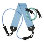 POPSUGAR Hip Trainer Resistance Tube Kit with Interchangeable Strength Cords and Fabric Squat Belt, Light & Medium Strength Levels, Blue/Purple