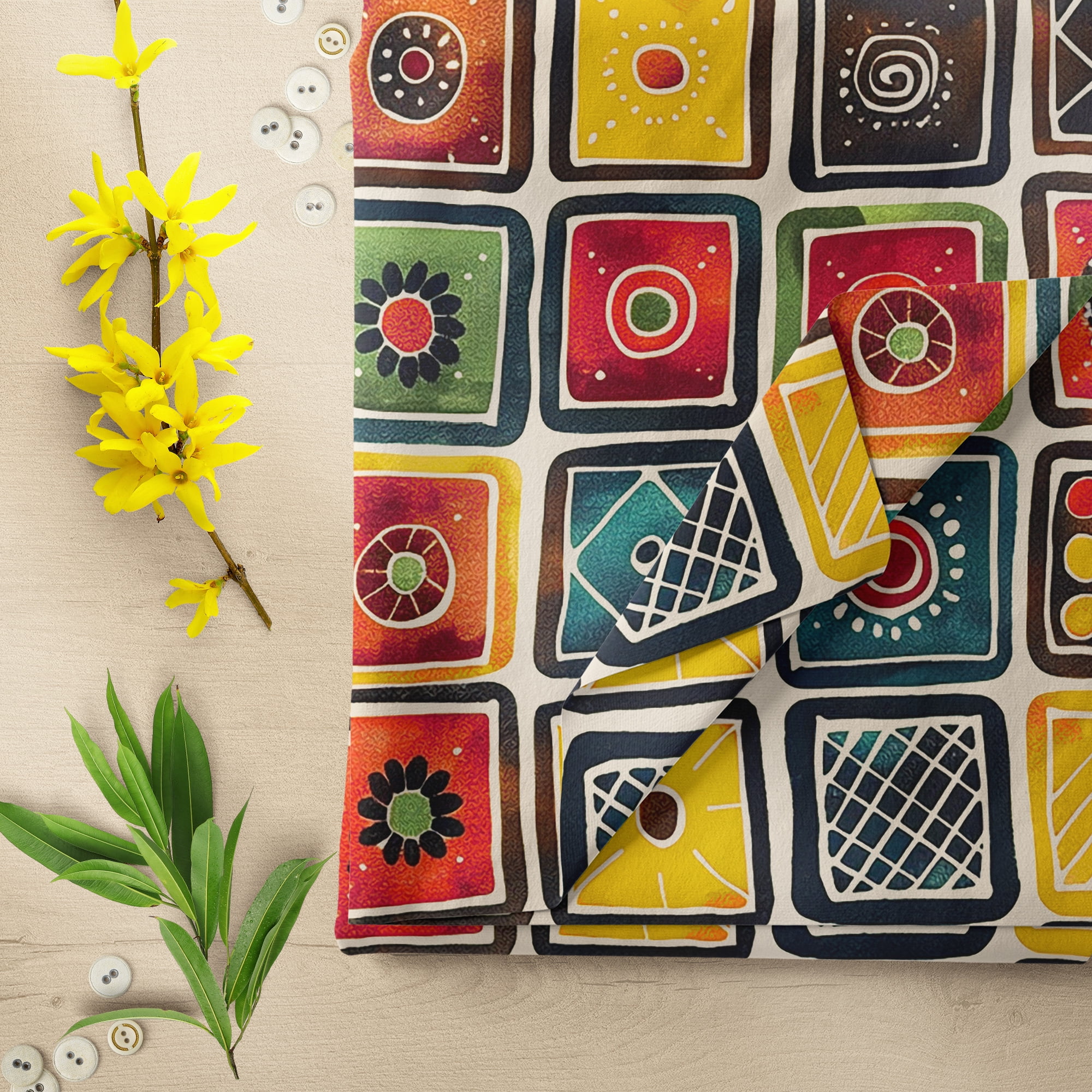 1 Yard 100% Cotton Masai Bead 5, Multi-color, 44" Wide for Quilting & Sewing by David Textiles