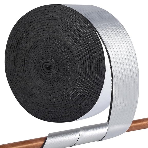 32.8 FT Foil Insulation Tape Pipe Wrap,Self Adhesive Pipe Insulation Wrap,Outdoor Foam And Foil Pipe Insulation Tape,Winter Freeze Protection Insulation Wrap, for Cold Hot Water Pipes 1Roll