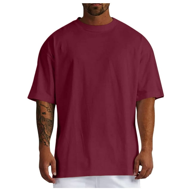 T-shirts Surdimensionnés pour Hommes Mode T-Shirt Rafraîchissant Doux Manches Courtes Décontracté Basique Col Rond Tee Coton de Qualité T-Shirts Athlétiques