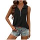 thumbnail image 3 of TaTaai Spring Summer Solid Color Lapel Top for Women Collared Sleeveless V-Neck Vest Loose Fit Ribbed Casual Blouse Comfy Daily Vacation Outfits Gift, 3 of 8