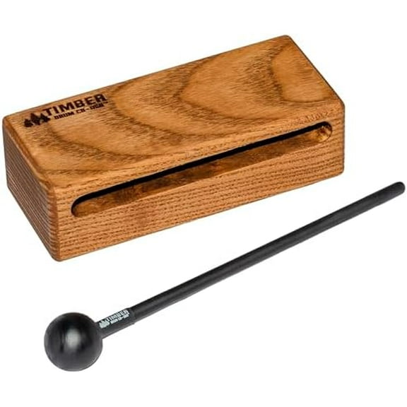 . Woodblock Percussion Musical Instrument, 6" — MADE IN U.S.A. — Includes Mallet, Feet — Solid Hardwood, Rich Block Tone$$Music