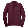 thumbnail image 5 of Yellow Rooster Men's Silk Touch Long Sleeve Polo T-Shirts Burgundy 2XL, 5 of 6