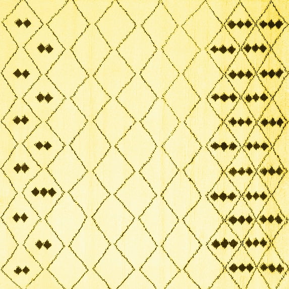 Ahgly Company Indoor Square Trellis Yellow Contemporary Area Rugs, 3' Square