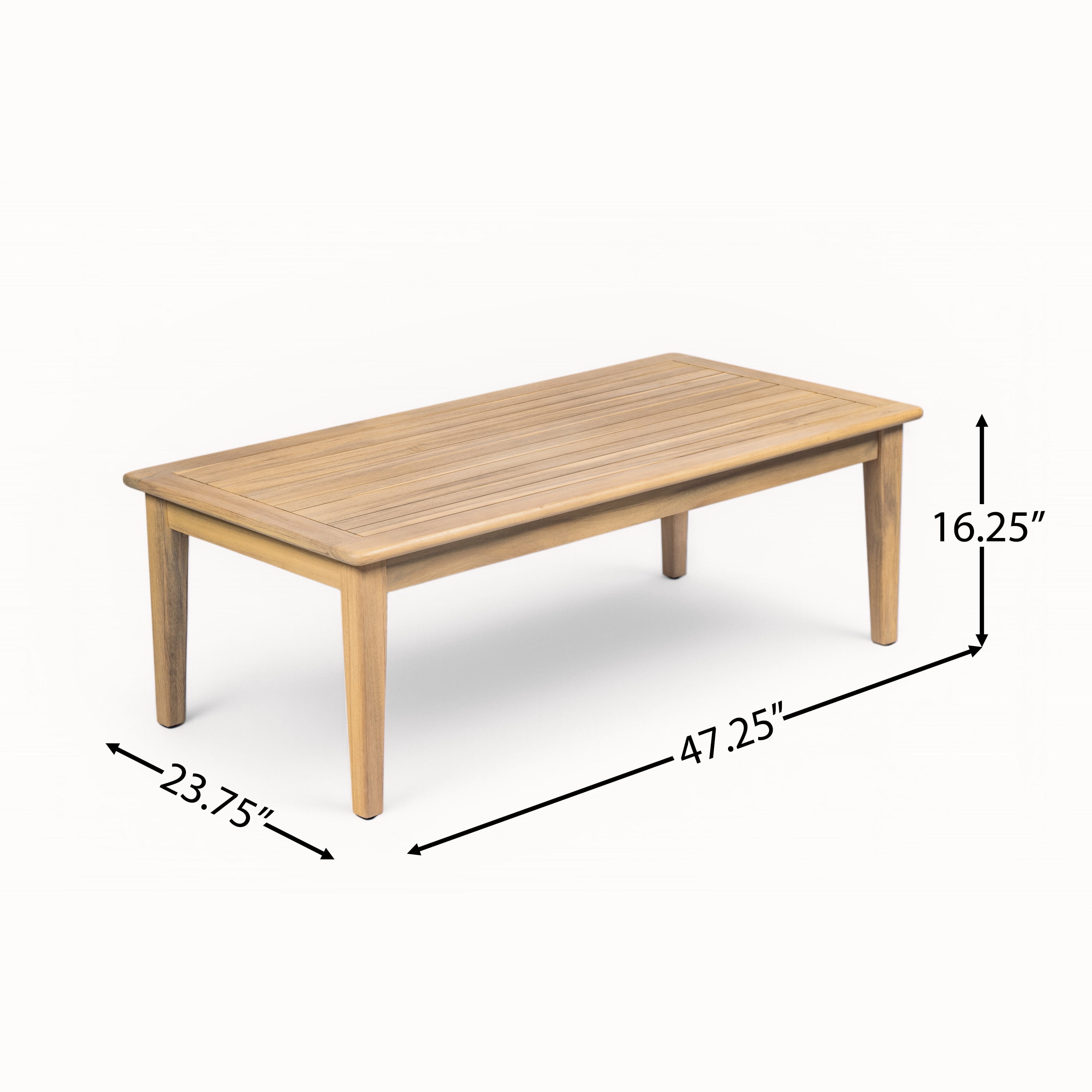 Loveseat with Coffee Table, Outdoor Acacia Wood Furniture for Patio Garden, Light Teak and Beige