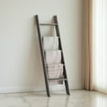 thumbnail image 6 of LEDREM 5-Tier Decorative Blanket Ladder and Ladder Shelf, Rustic Farmhouse Leaning Rack for Blankets, Towels, or Home Decor, Misty Gray, 6 of 7