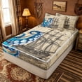 thumbnail image 2 of meiyoeat Vintage Octopus Zipper Comforter Set with Fitted Sheet and 2 Pillowcases for Men Kids, Nautical Map Compass Ocean Sail Adventure Zipper Bedding Set, Beige, Grey Reversible, 3-Piece, 2 of 6