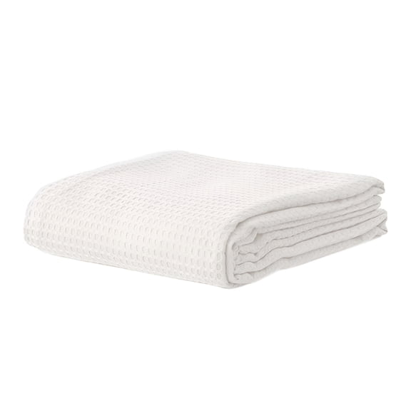 AUQ Cooling Cotton Waffle Large Size Blanket - Lightweight Breathable Spring Blanket Soft Summer Blankets for Hot Sleepers,Luxury Throws for Bed,Couch and Sofa,White