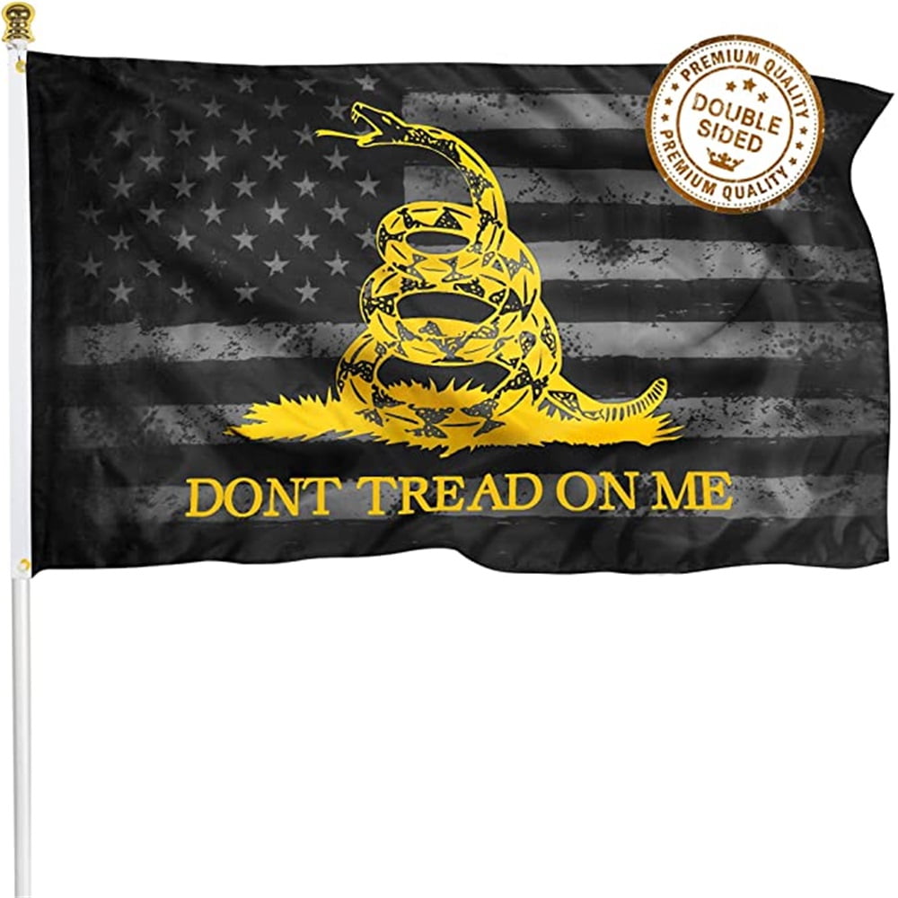 Kepooman Premium Double Sided Don't Tread On Me Gadsden Black American Flag - Heavy Duty 3ply Polyester Durable Vibrant Print Double Stitched - 3x5 FT Tea Party Rattlesnake Indoor Outdoor Banner Kepooman Premium Double Sided Don't Tread On Me Gadsden Black American Flag - Heavy Duty 3ply Polyester Durable Vibrant Print Double Stitched - 3x5 FT Tea Party Rattlesnake Indoor Outdoor Banner