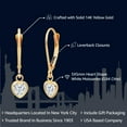 thumbnail image 2 of Gem Stone King 14K Yellow Gold White Moissanite Drop Dangle Leverback Earrings for Women (0.84 Cttw, Heart Shape 5MM), 2 of 5