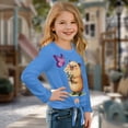 thumbnail image 3 of Xixirimido Butterfly Capybara Blue Printed Girls Casual T-Shirt Crew Neck Tunic Tops Long Sleeve Loose Fit Soft Blouse Tie-hem Tees for Fall Winter, Size 5-6, 3 of 7