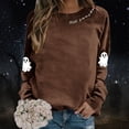 thumbnail image 2 of HUITKMM Chandail à Capuche pour Femmes Imprimé Halloween Manches Longues Sans Capuche Mode Automne Décontracté Col Rond Chandail Graphique pour Automne Hiver, 2 of 5