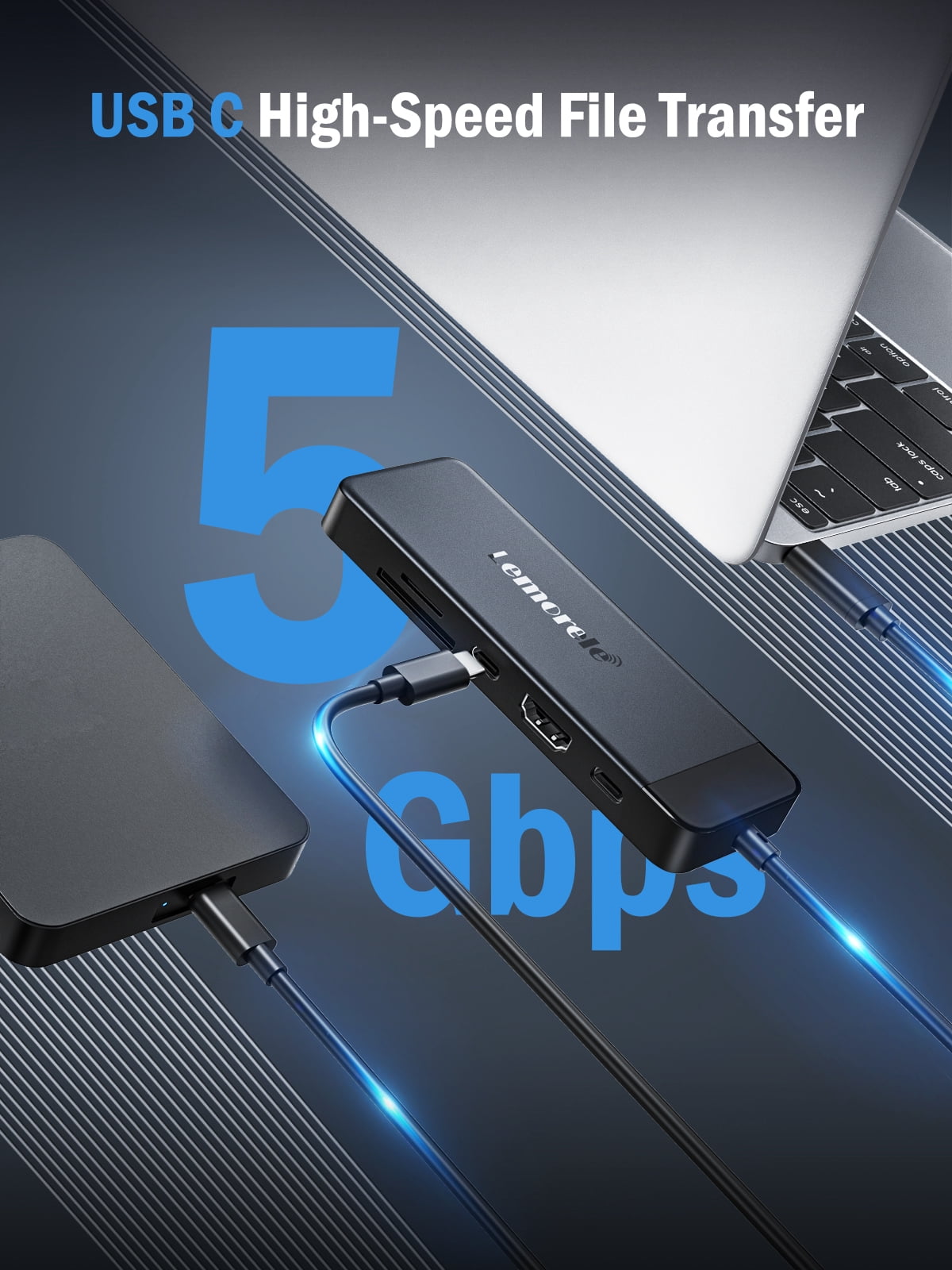 Lemorele TC92 9-in-1 Docking Station ,with 4K HDMI, 100W PD Charging, 3×USB A 3.0, Type-C Data Port, SD/TF Card Slot Adapter,USB C HUB Multi-port Dock for MacBook,Windows,iPad