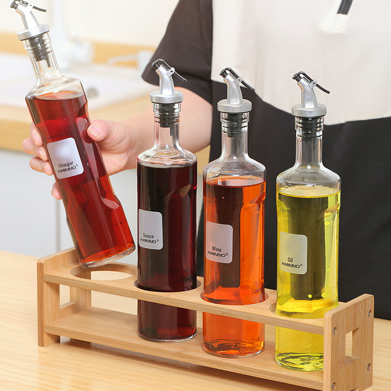 Kitchen Oil Vinegar Condiment Bottle Holder Wooden Liquor Dispenser Storage  Rack Seasoning Bottle Spice Jar Storage Shelf