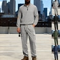 thumbnail image 5 of Men's Corduroy Track Suits Sets Long Sleeve Quarter Zip Sweatsuit Athletic Cargo Pants Gym 2 Piece Outfit, 5 of 9