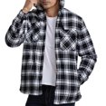 thumbnail image 5 of EINCcm Men's Plaid Jacket Hooded Plaid Jackets Cotton Sherpa Lined Jacket Winter Button Down Jackets with Pockets, 5 of 6
