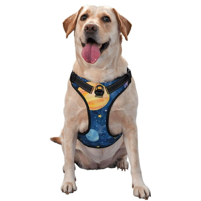 Balery Planets And Stars1 Arnés para Perros Grandes Antitirones, Arnés con Correa para Gato, Arnés Tipo Chaleco para Perros Pequeños-Medium