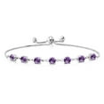 thumbnail image 2 of Gem Stone King 925 Sterling Silver Purple Amethyst Tennis Bracelet for Women (2.52 Cttw, Round 4.5MM, Gemstone Birthstone, Fully Adjustable up to 9 inch), 2 of 5