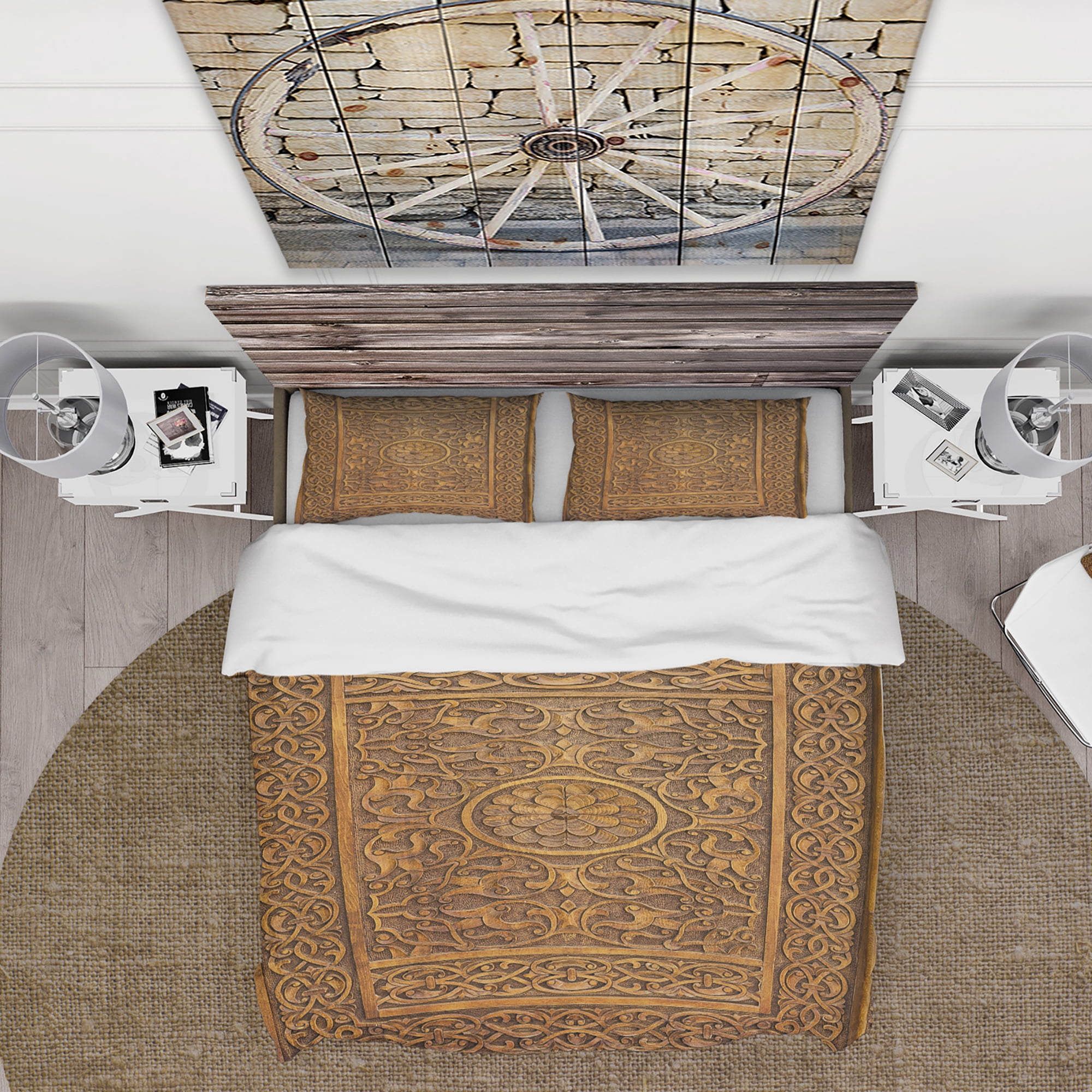 Designart 'Old Carved Wooden Door' Vintage Duvet Cover Set